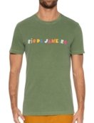 Camiseta Osklen Masculina Slim Stone Rio de Janeiro Recorte Verde Incolor - Marca Osklen