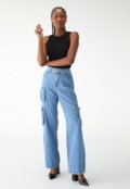 Calça Jeans Sawary Cargo Lisa Azul - Marca Sawary