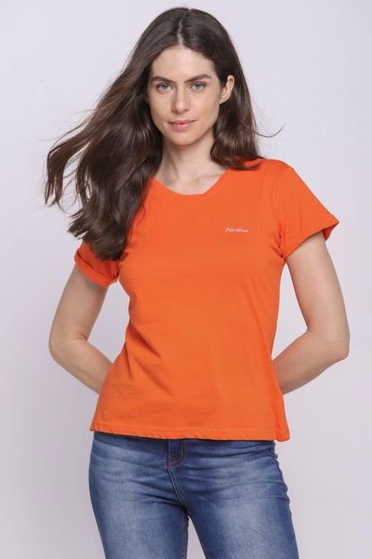 Camiseta Feminina Logo Manúscrito Polo Wear Laranja Médio - Marca Polo Wear