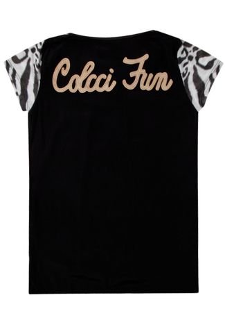 Camiseta Colcci Fun Animal Print Branca/ Preta