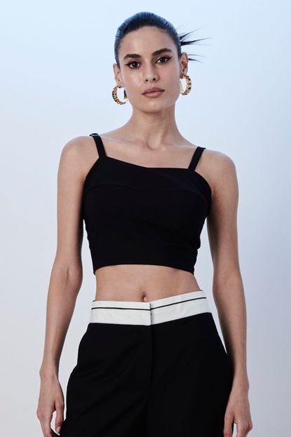 Cropped Alfaiataria Casual Liso Smk Preto - Marca SMK