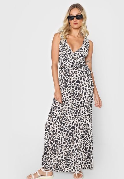 Vestido Acqua by Classic Longo Animal Print Bege - Marca Acqua by Classic