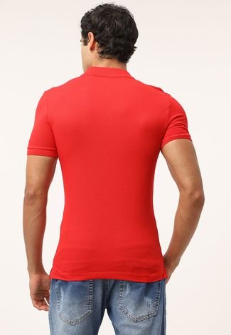 Camisa Polo Lacoste Reta Logo Vermelha