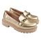 Sapato Feminino Mocassim Tratorado Donatella Shoes Bico Redondo Confort Ouro Light com corrente - Marca Donatella Shoes