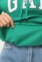 Blusa de Moletom Flanelada Fechada GAP Logo Bordado Verde - Marca GAP