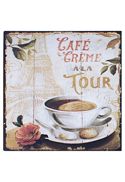 Placa De Metal Goods Br Cafe Creme A La Tour Oldway Bege - Marca Goods Br
