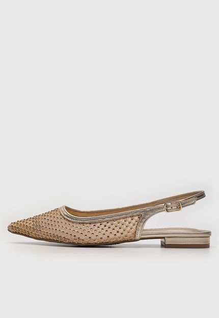 Sapatilha Slingback Via Marte Tela Dourada - Marca Via Marte