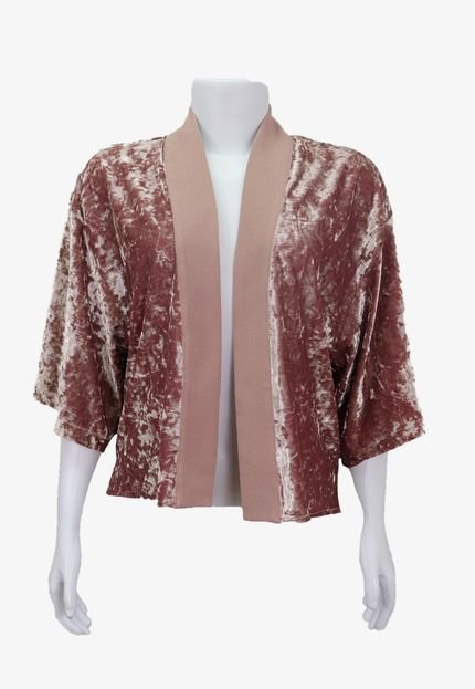 Kimono Zara Curto Veludo Rosê Produto Gentilmente Usado - Marca EMIGÊ