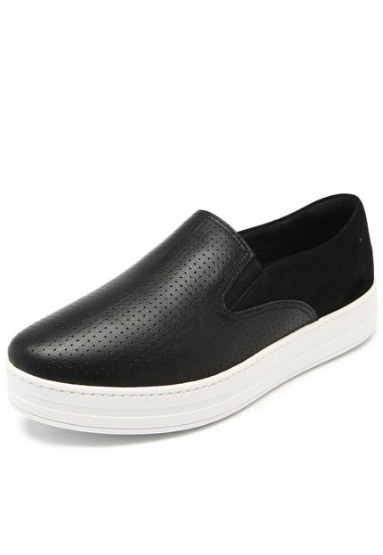 Slip On Couro Usaflex Perfuros Preto - Marca Usaflex