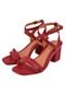 Sandália Salto Grosso Rosa Chic Calçados Salto Alto 7cm Bloco Vermelho - Marca ART C