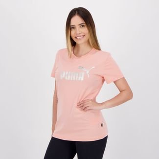 Camiseta Puma ESS+ Metallic Logo Rosa Mujer