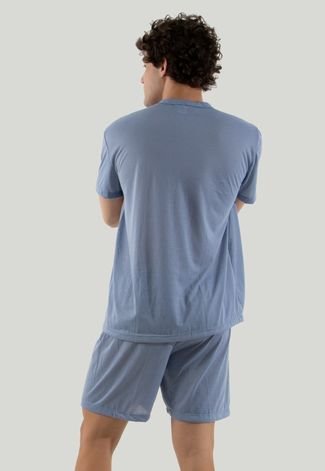 Pijama Curto Masculino Linha Noite Azul