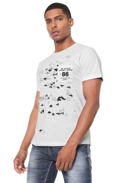 Camiseta Mr Kitsch Manga Curta Bolso Branca - Marca MR. KITSCH