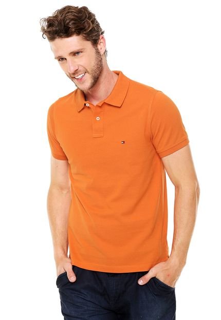 Camisa Polo Tommy Hilfiger Slim Bordado Laranja - Marca Tommy Hilfiger