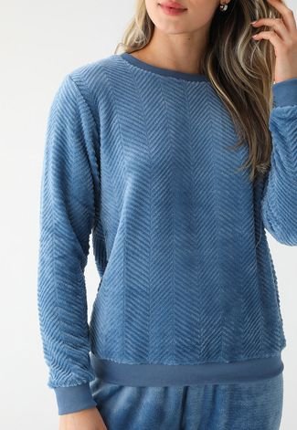 Pijama Malwee Fleece Texturizado Azul