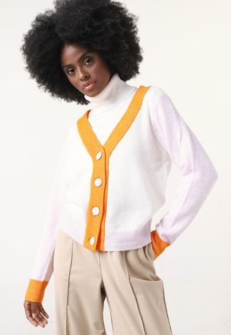 Cardigan Tricot Vero Moda Color Block Off-White