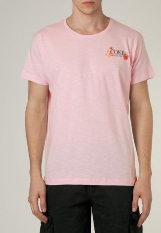 Camiseta Manga Curta Ibiza Flowers Rosa