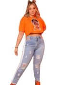 Cal\u00e7a Jeans Skinny Feminina Plus Size  Azul - Marca It Curves