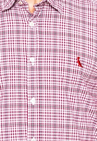Camisa Reserva Manga Longa Quadro Rosa