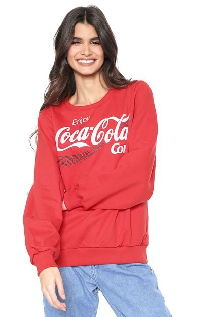 Moletom Flanelado Fechado Coca-Cola Jeans Aplicações Vermelho - Marca Coca-Cola Jeans