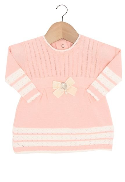 Vestido Milly Baby Manga Longa Baby Menina Rosa - Marca Milly Baby