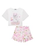 Conjunto de Pijama de Blusa Boxy Over Shorts em Malha Kukiê  Branco - Marca Kukiê