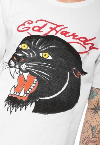 Camiseta Ed Hardy Masculina Tiger Head Washed Branca - Compre