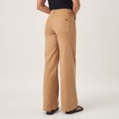 Calça Jeans Color Wide Leg Cintura Alta Elástico Cós Caqui Chique - Marca Bloom