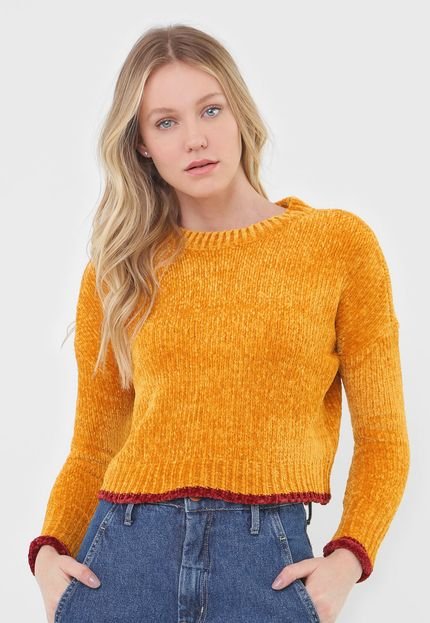 Suéter Tricot Only Liso Amarelo - Marca Only