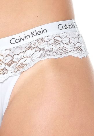 Calcinha Calvin Klein Underwear Biquíni Renda Branca