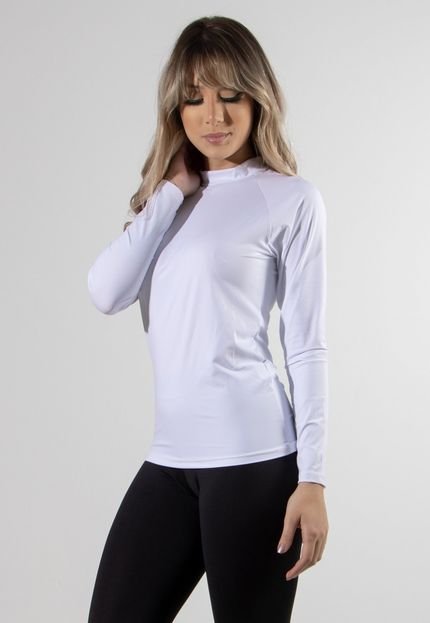 Camisa Térmica Adulto Feminina Segunda Pele Praia Surf Proteção Uv RLC Modas Branco - Marca RLC Modas