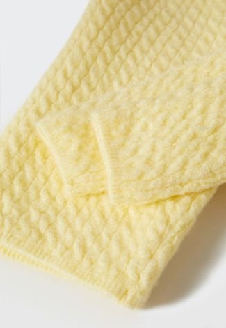 Blusa Cropped Tricot Mango Texturizada Amarela