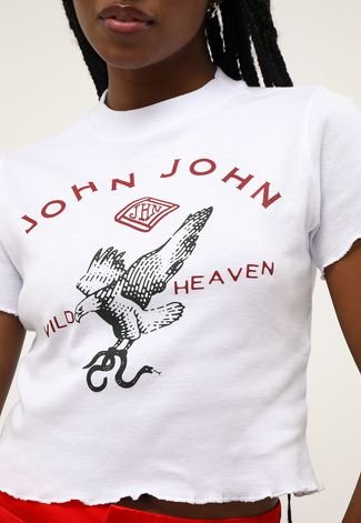 Camiseta Cropped John John Wild Heaven Branca