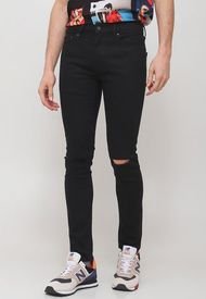Jeans Topman Knee Rip Stretch Negro - Calce Skinny