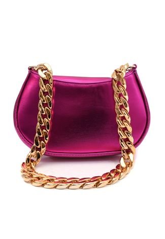 Bolsa Feminina Maria Milão Mini Bag Corrente Pink Metalizada