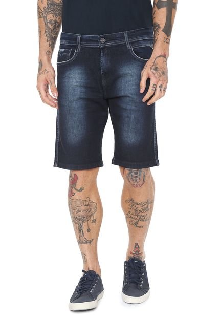 Bermuda Jeans Replay Reta Five Pocket Azul-marinho - Marca Replay
