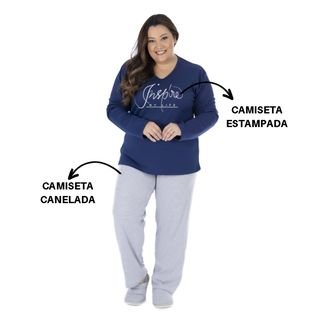 Pijama De Frio Plus Size Feminino Canelado Victory