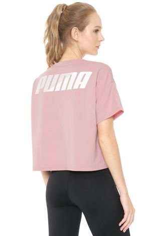 Blusa Cropped Puma Modern Sport Sweat Tee Rosa