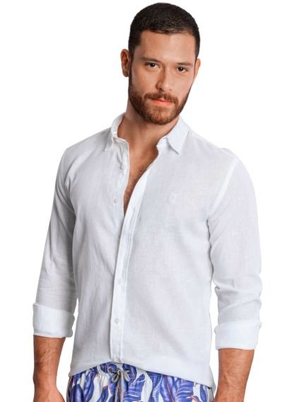 Camisa Sergio K Masculina Regular Linho Casual Branca - Marca Sergio K