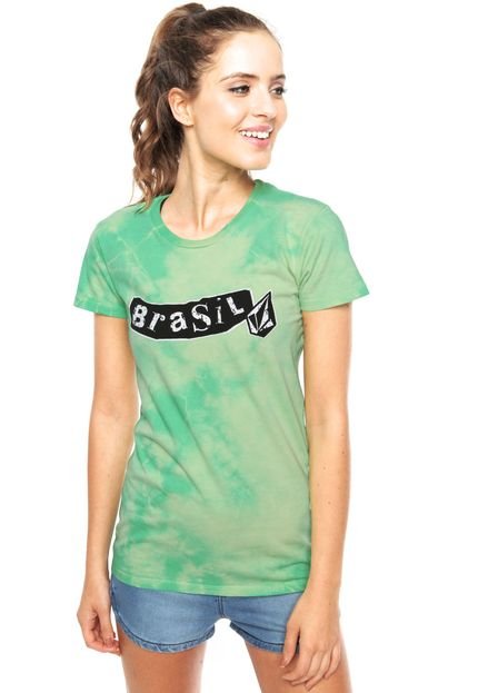 Camiseta Volcom Pistol Brasil Tie Dye Verde - Marca Volcom