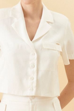 Camisa Cropped Feminina Lisa Smk Off White