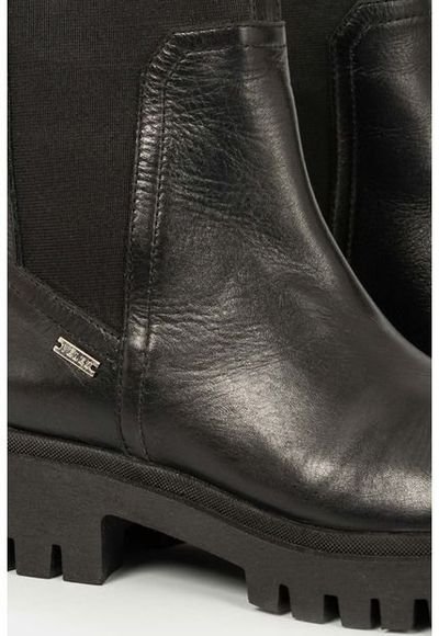Botines Chunky Storni De Cuero Para Mujer El stico Negro Compra