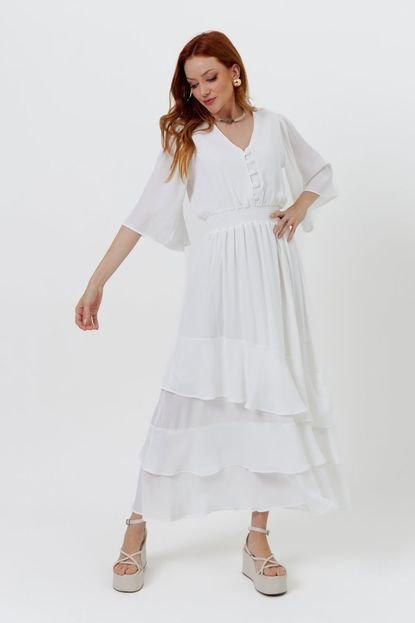 Vestido Vanibele Midi Off White - Marca Vanibele