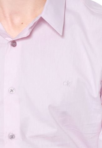 Camisa Calvin Klein Slim Padronagem Rosa