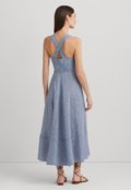 Vestido Lauren Ralph Lauren Midi Listrado Azul - Marca Lauren Ralph Lauren