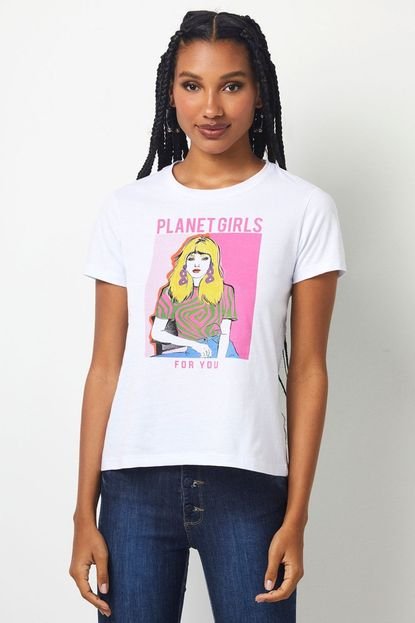 Camiseta Woman In The Frame Planet Girls Branco - Marca Planet Girls