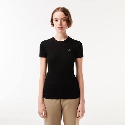 Camiseta feminina em algodão orgânico com modelagem ajustada Preto - Marca Lacoste