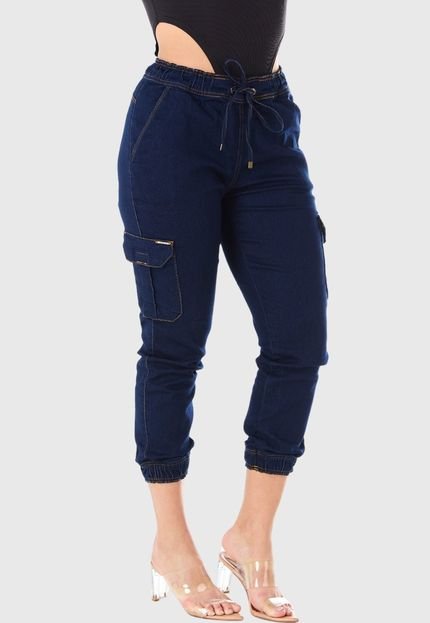 Calça Jeans HNO Jeans Jogger Cargo Azul Escuro - Marca HNO Jeans