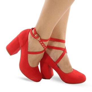 Sapato Modarpe Salto Grosso Boneca Vermelho B62