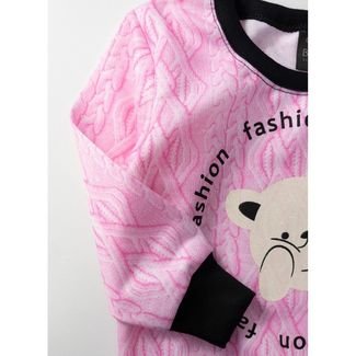 Conjunto Moletom Feminino Fashion Tricot Rosa 0202 -  Laluna